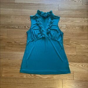 Banana Republic Teal Sleeveless Ruffle Top